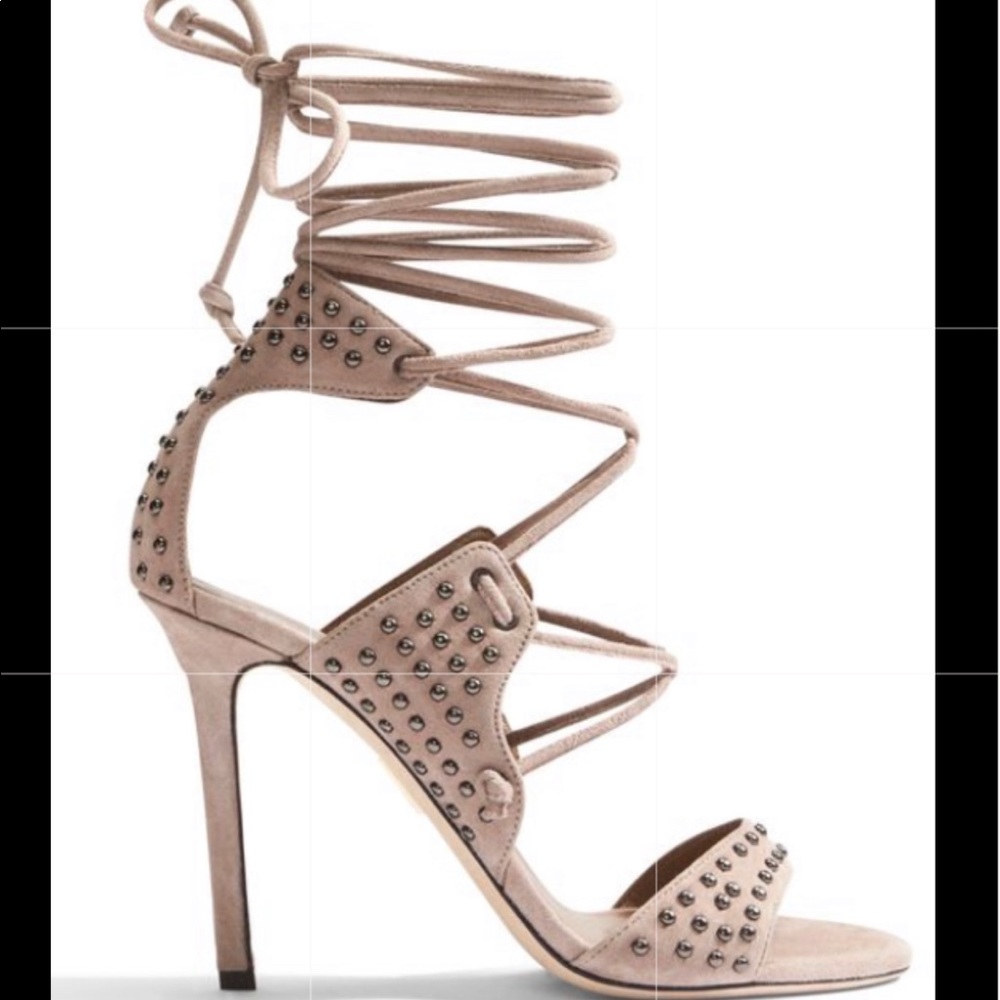 Tamara Mellon “Matrix” suede stud lace up heel 40